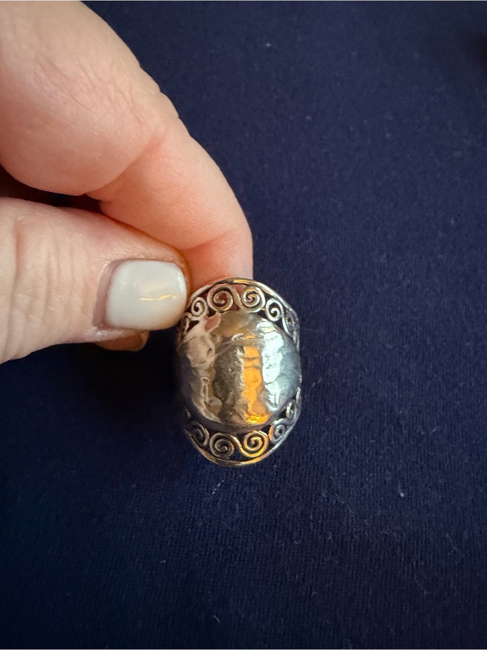 Sterling Silver Hammered Statement Ring in Silver